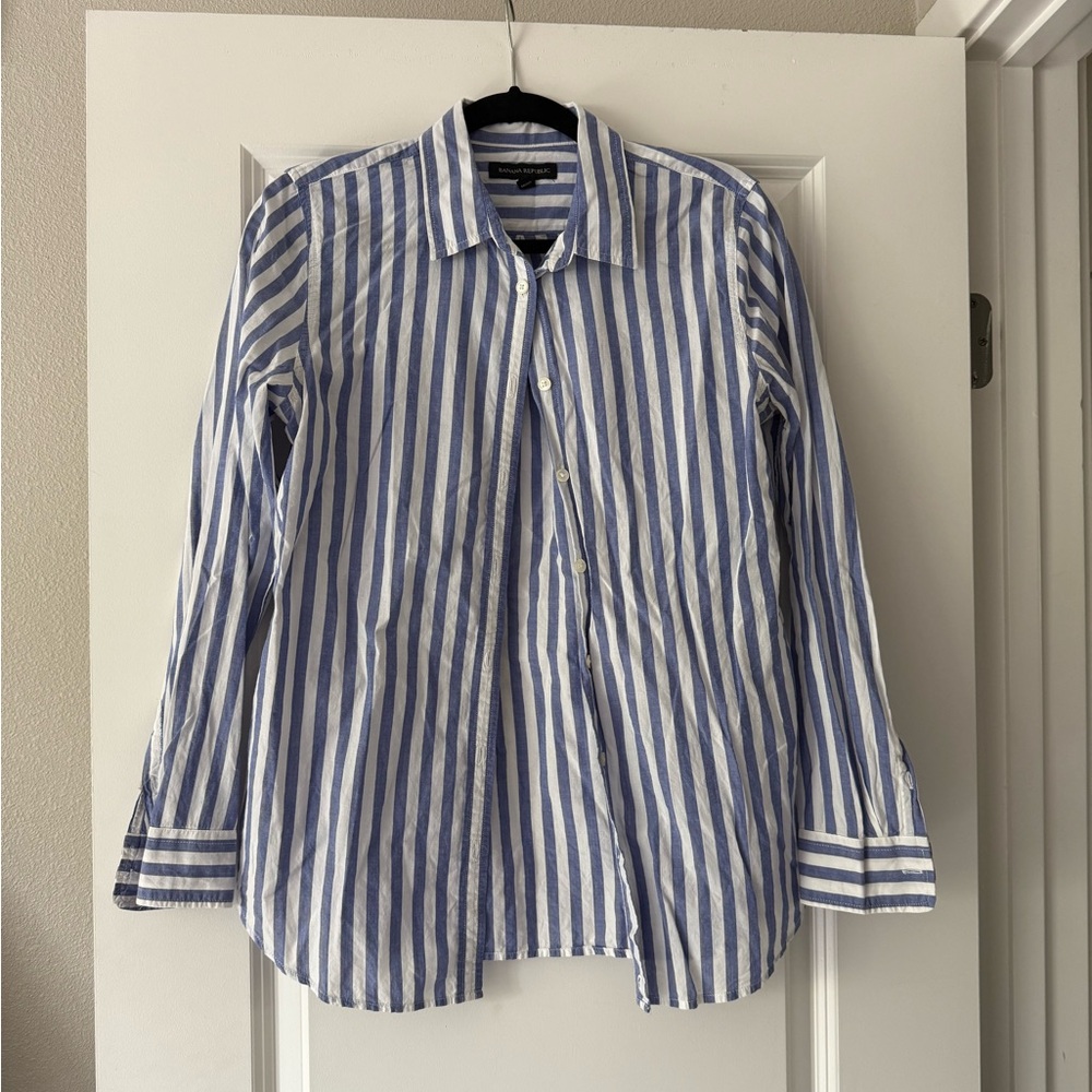Donated: Blue and White Striped Shirt - donating 5/7